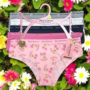 Juicy Couture Bikini Brief Pink, Black, White, Gray Logo 5 Panties Set Size S